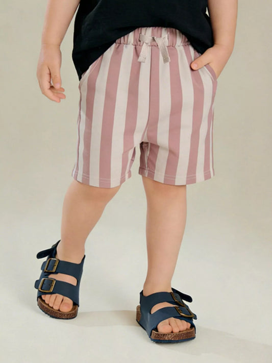 Children's Striped Elastic Waist Casual Shorts