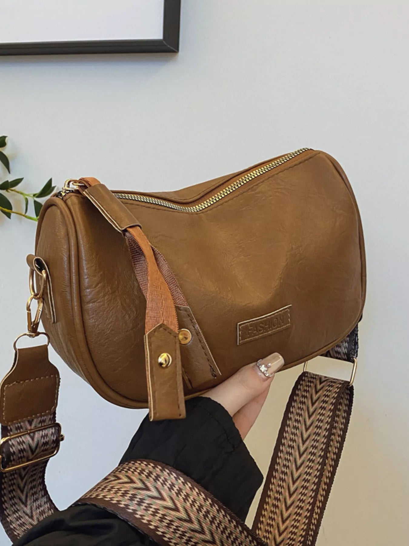 Retro Style Shoulder Crossbody Bag with Wide Strap