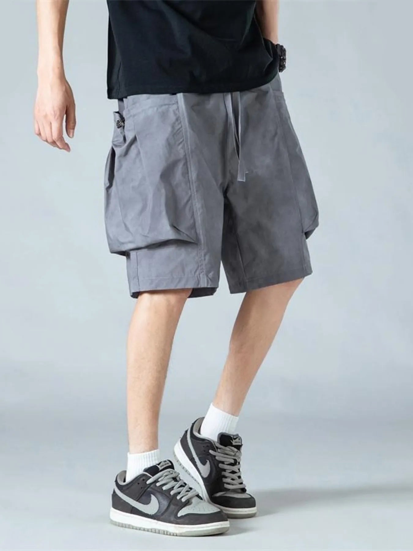 Men's Full Size Elastic Waist Cargo Shorts with Multi-Pockets Plus Size