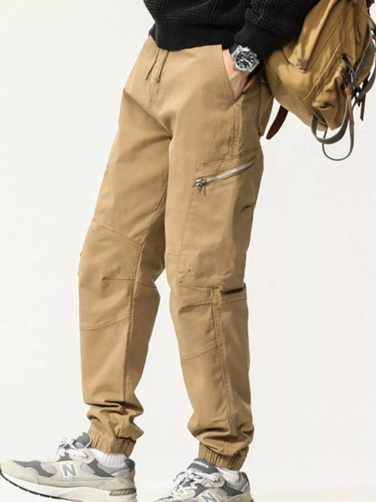 Men's Full Size Casual Cargo Pants with Zipper Pocket Plus Size