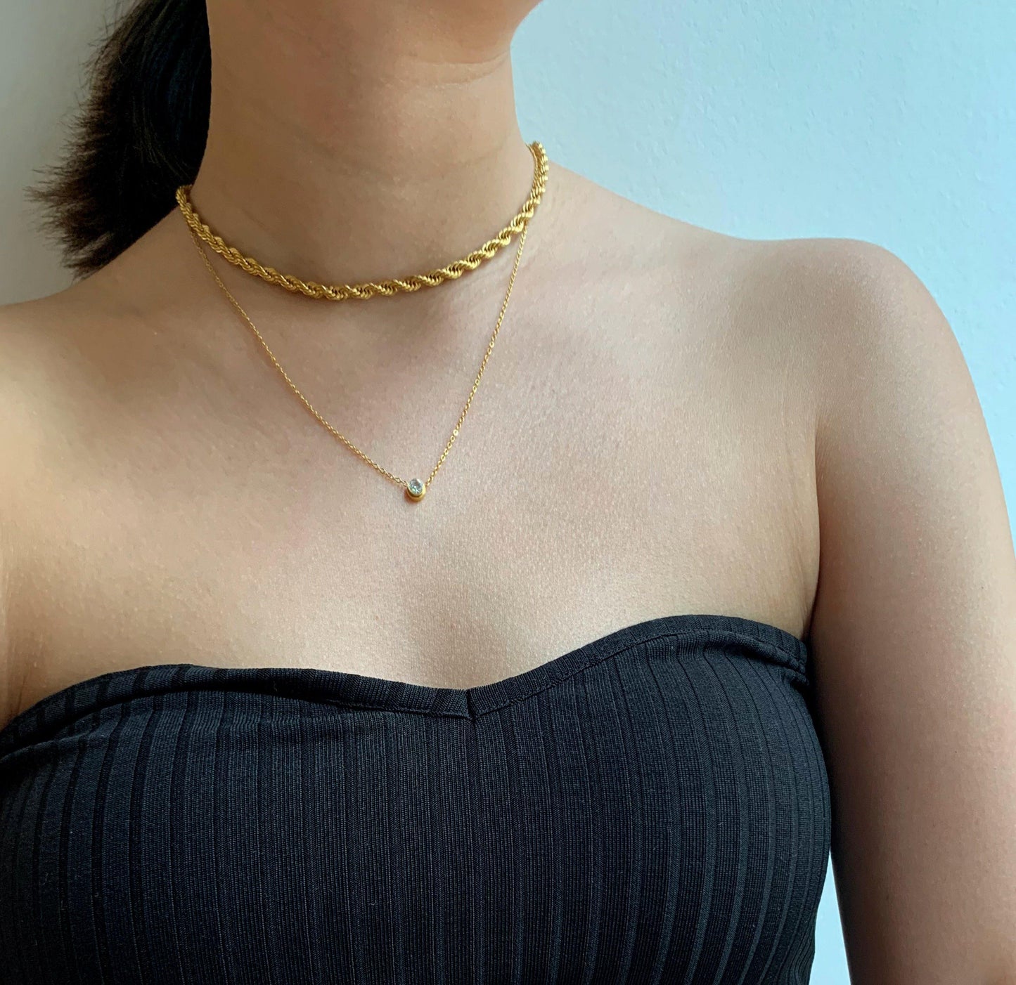 RONNIE GOLD ROPE CHAIN NECKLACE