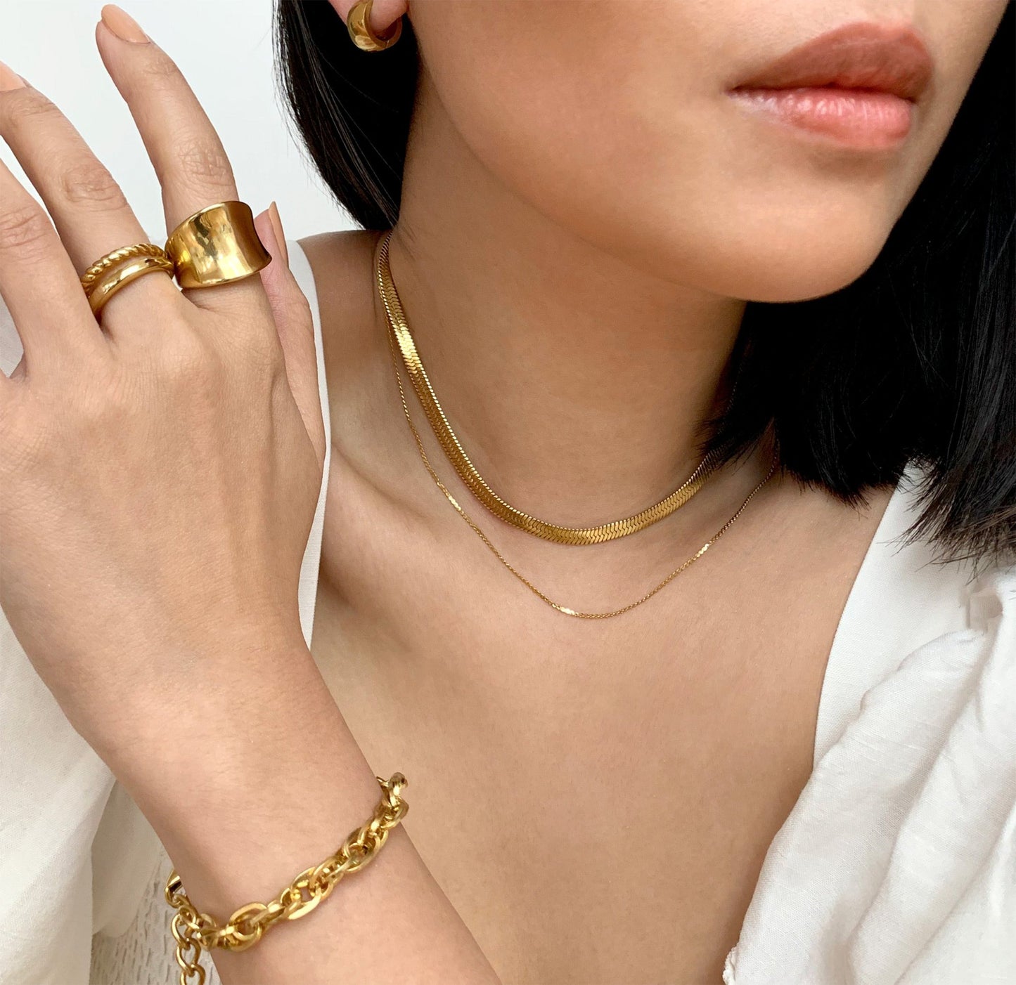GEMMA GOLD CHUNKY ROPE CHAIN BRACELET