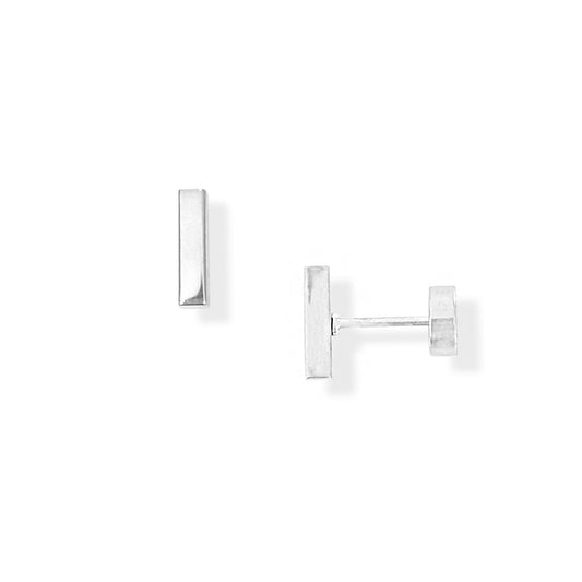CASSIE DAINTY SILVER BAR STUD EARRINGS COMFORT FIT