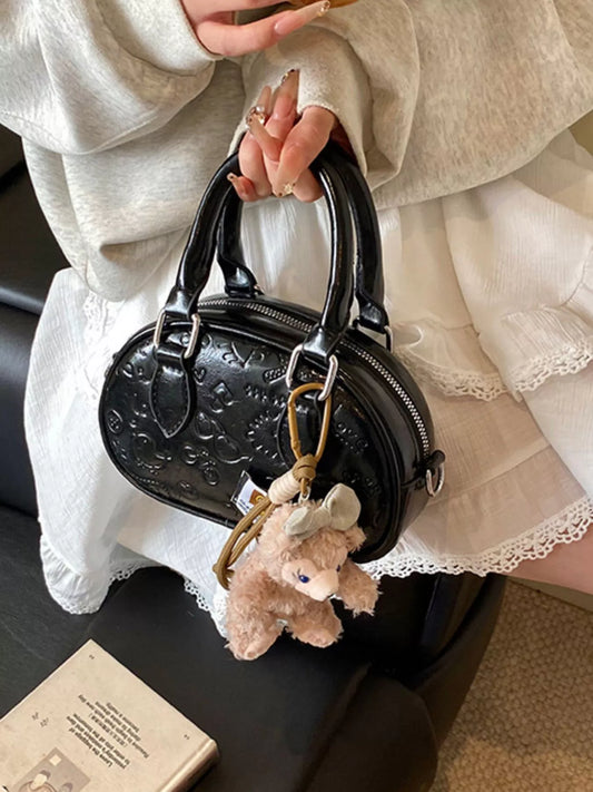 Embossed Pattern Top Handle Crossbody Bag