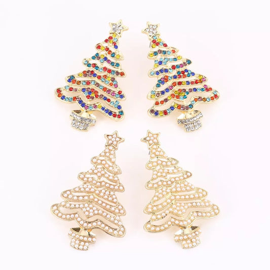 Christmas Tree Rhinestone Earrings