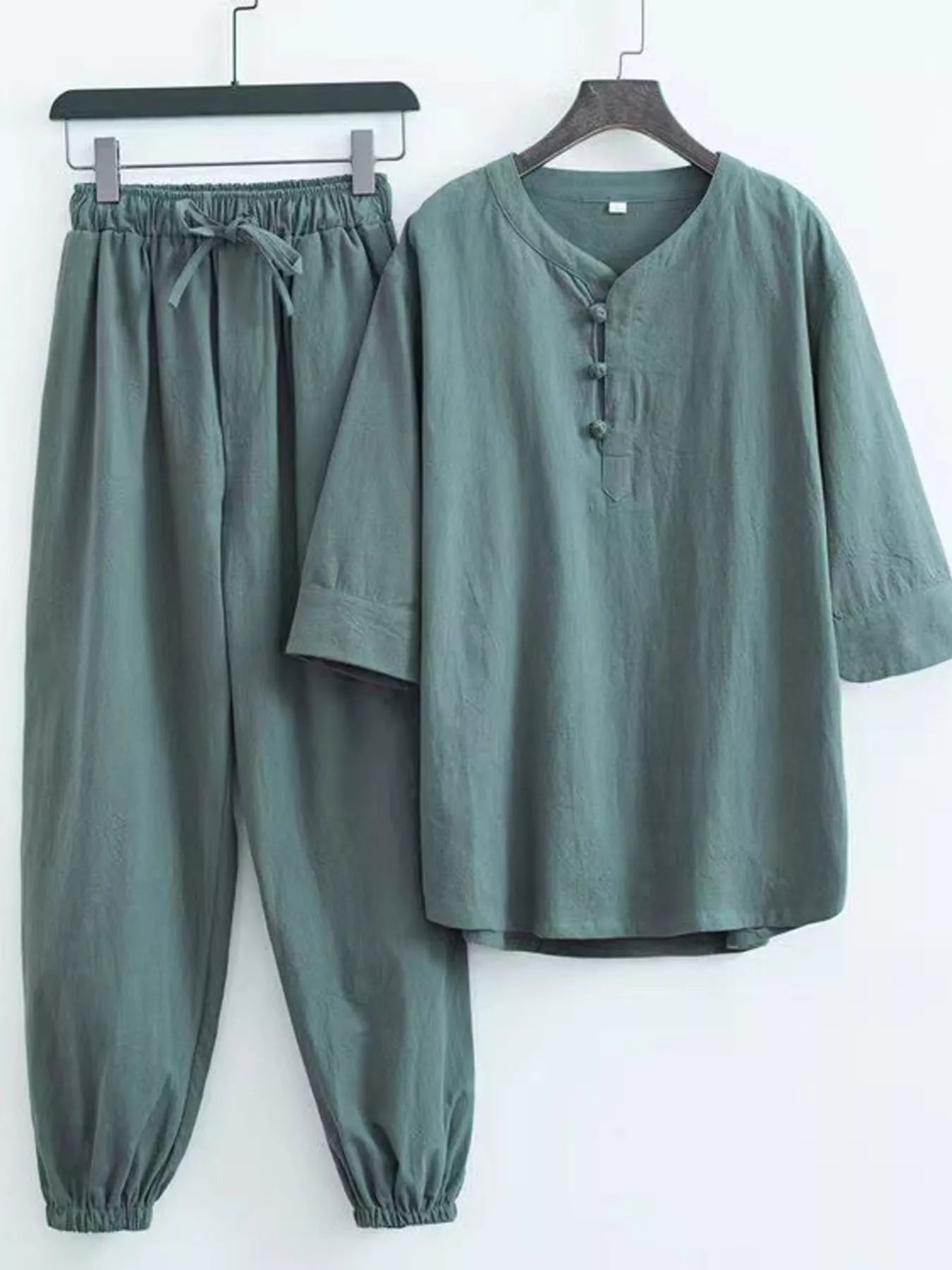 Men's Plus Size Chinese Style Top and Pants Set