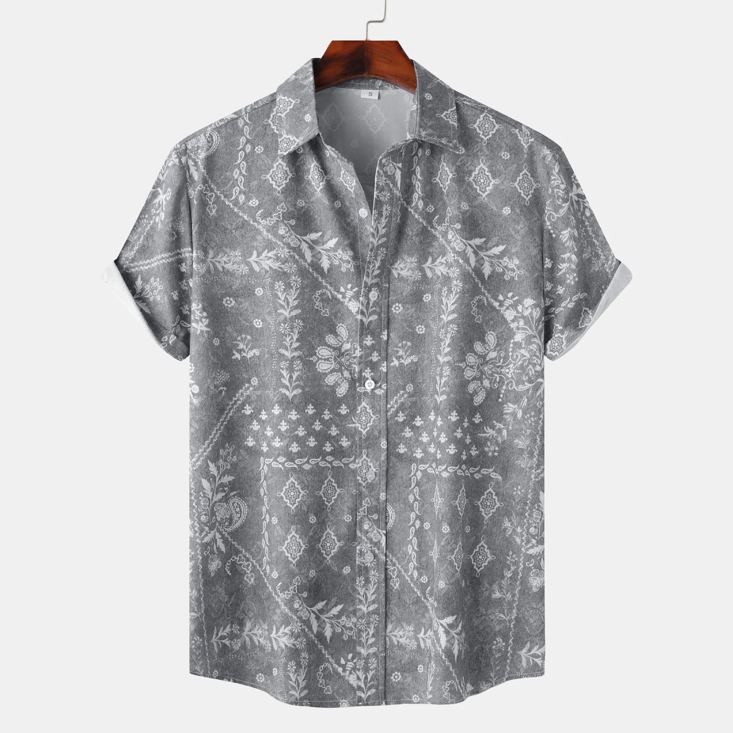 Men's Printed Short Sleeve Button-Up Shirt