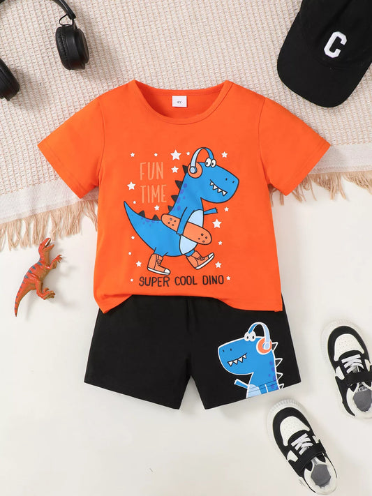 Children's Dinosaur Graphic Tee and Shorts Set