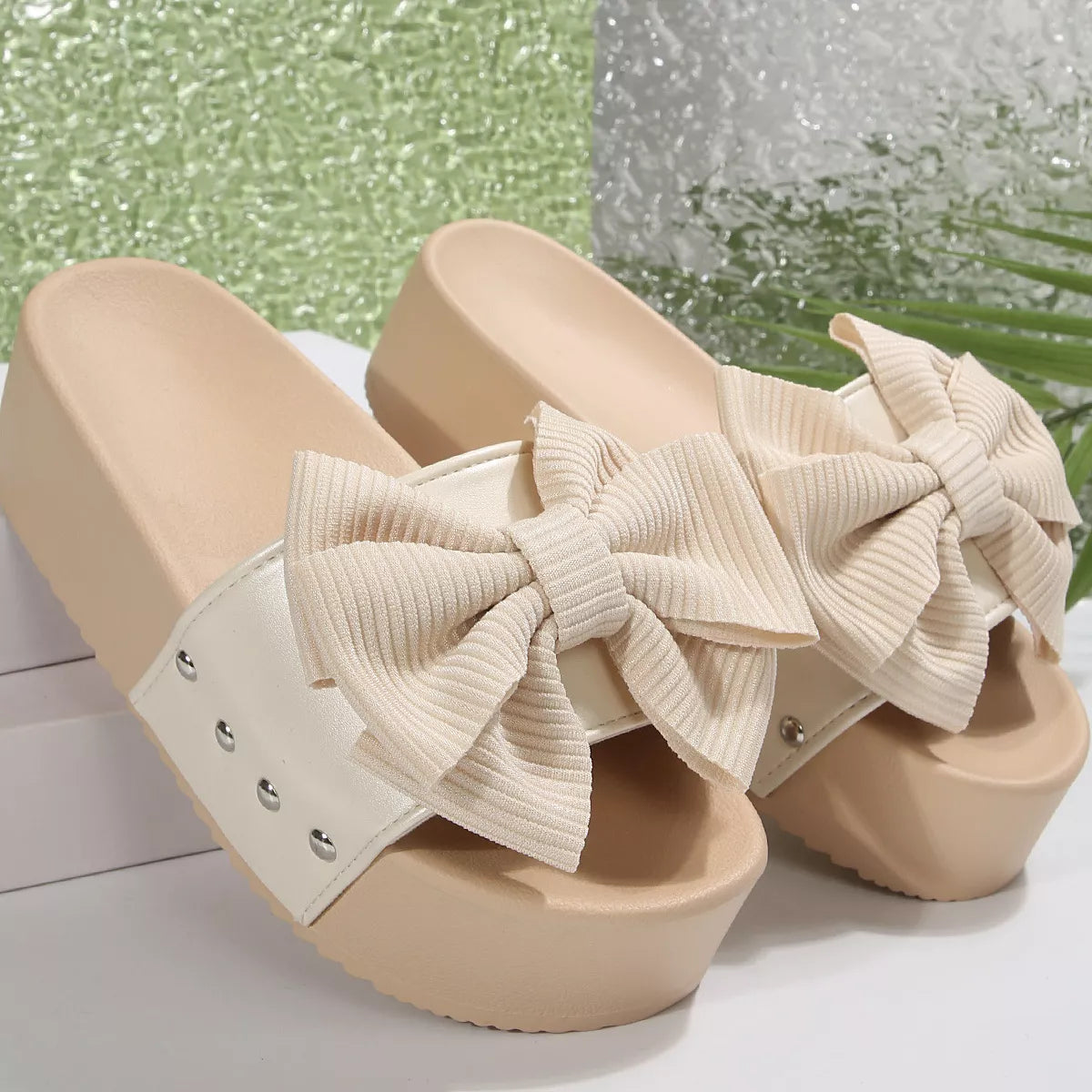 Bow Decor Platform Sandals