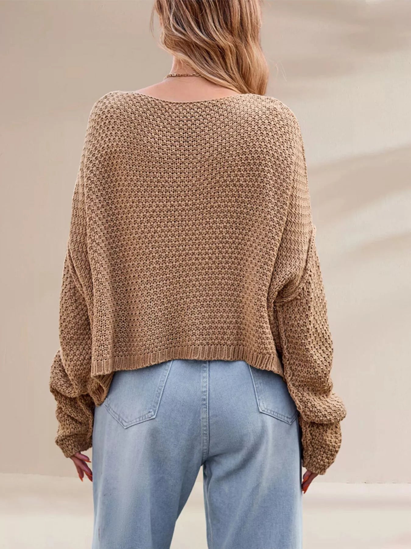 Cable Knit Dropped Shoulder Sweater