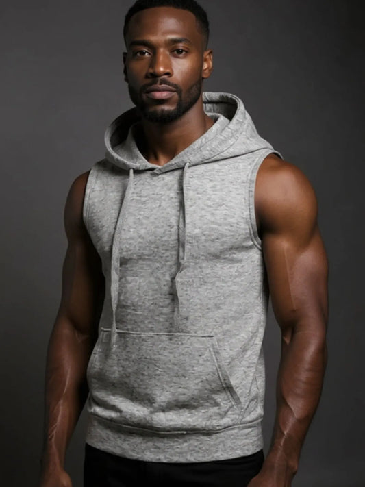 Men's Drawstring Hooded Tank