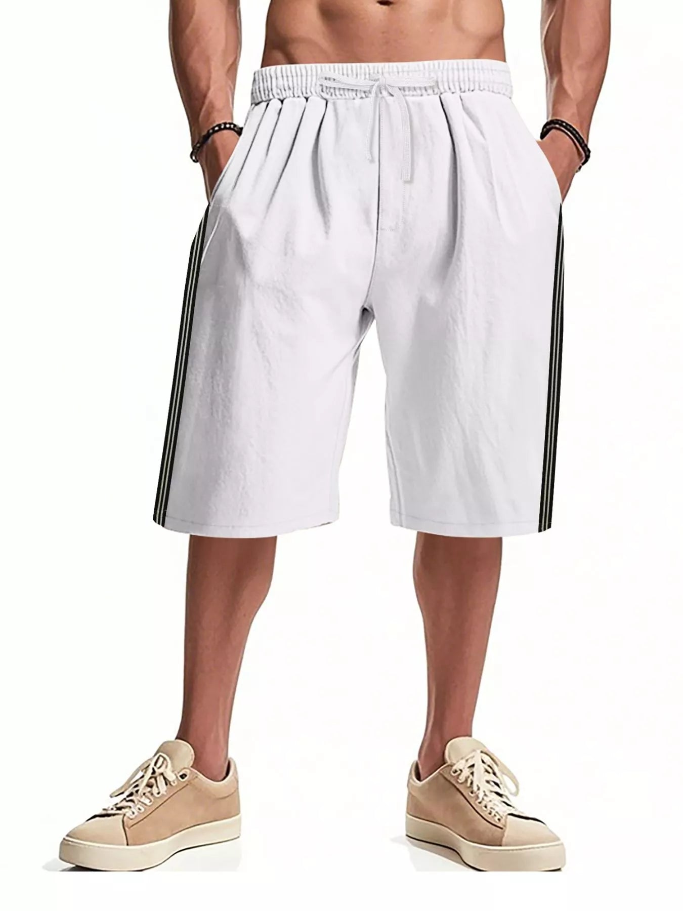 Men's Full Size Casual Striped Shorts Plus Size