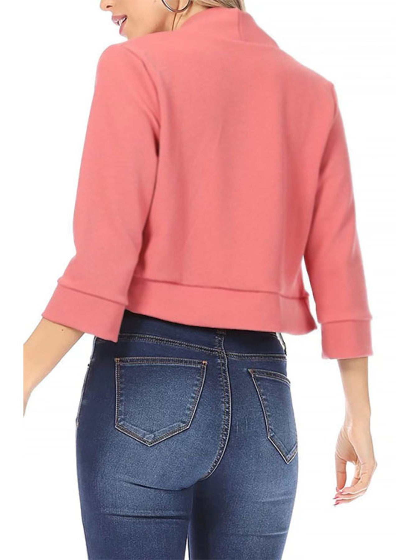 Full Size Cropped Open Front Blazer Plus Size