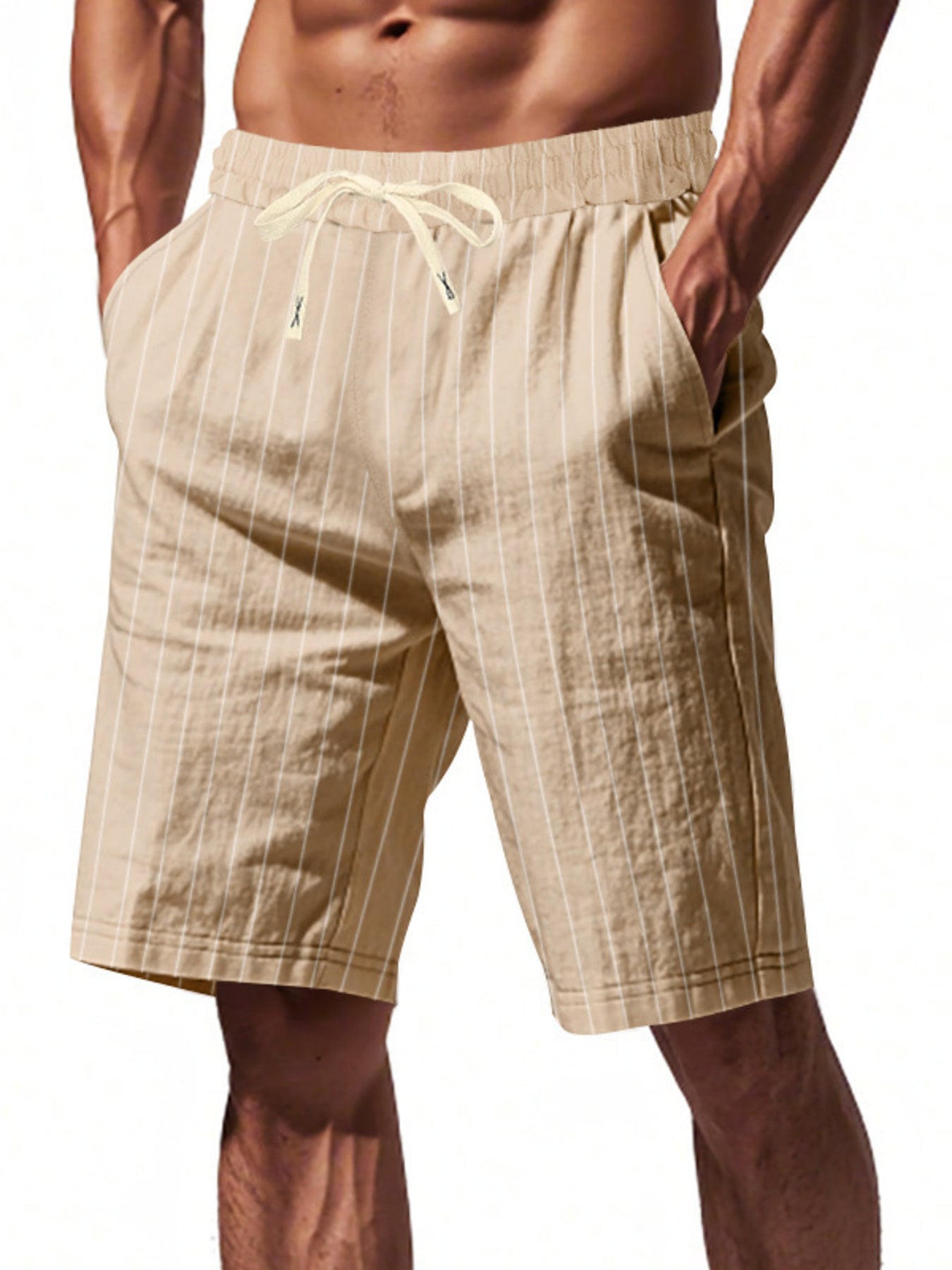 Men's Full Size Striped Drawstring Casual Shorts Plus Size