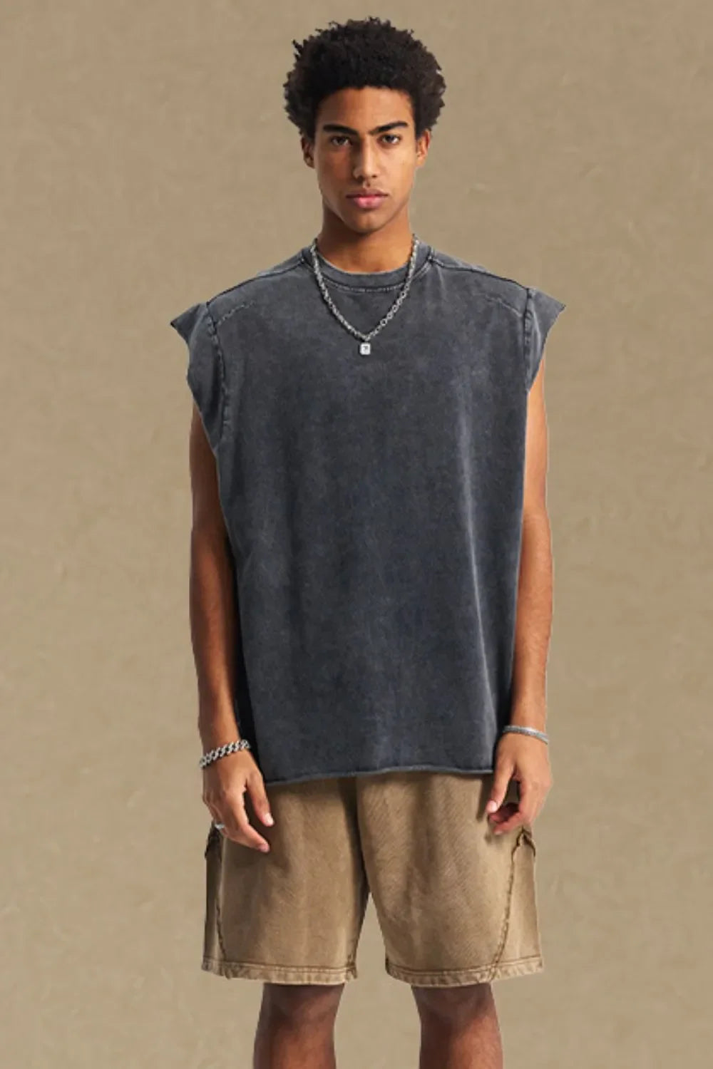 Men's Washed Round Neck Tank