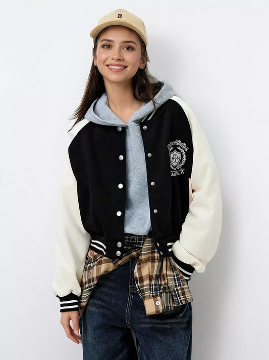 Contrast Sleeve Snap Down Jacket