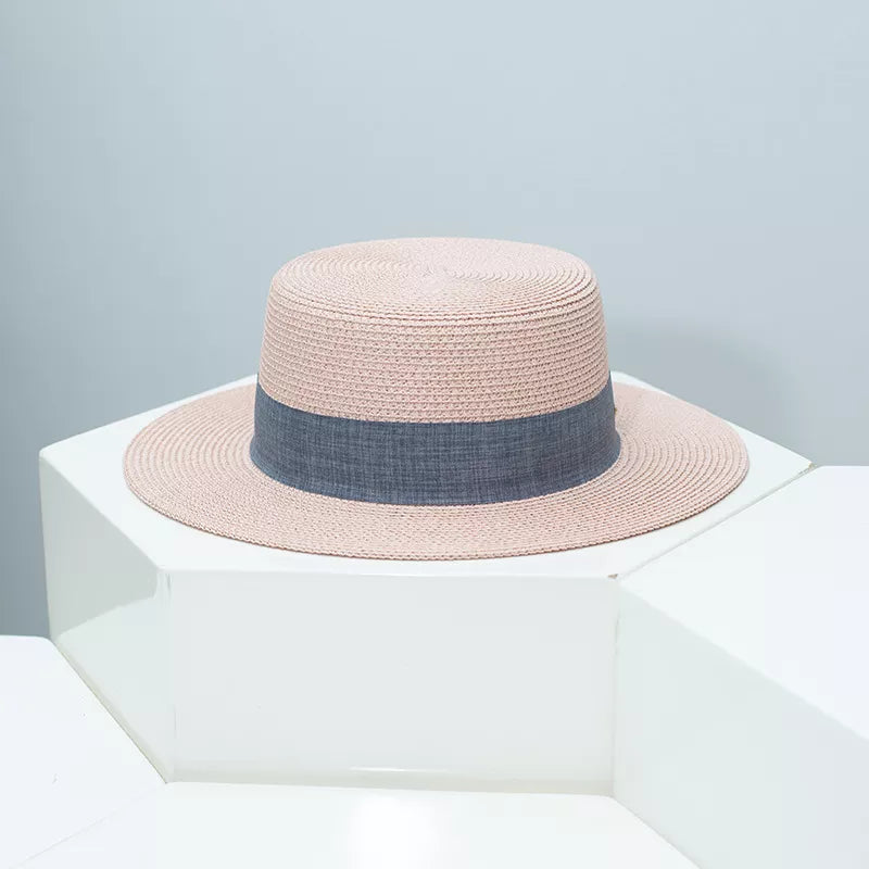 Straw Boater Hat with Ribbon