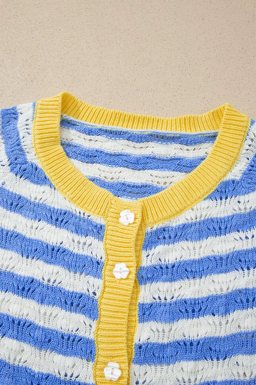 Striped Knit Button Up Cardigan