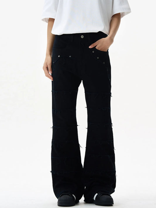 Men's Frayed Hem Flare Jeans