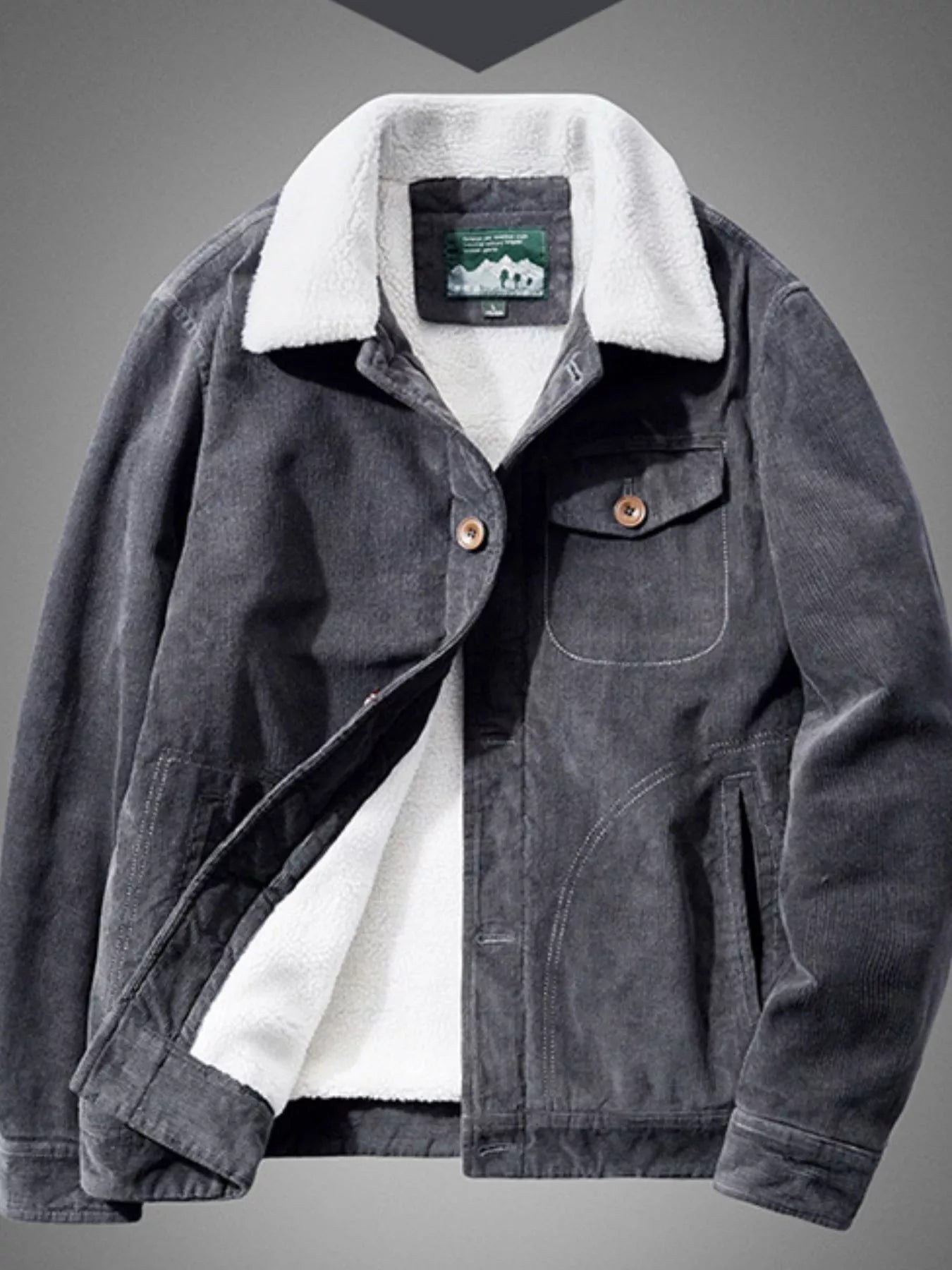 Men's Plus Size Sherpa Corduroy Button Up Jacket