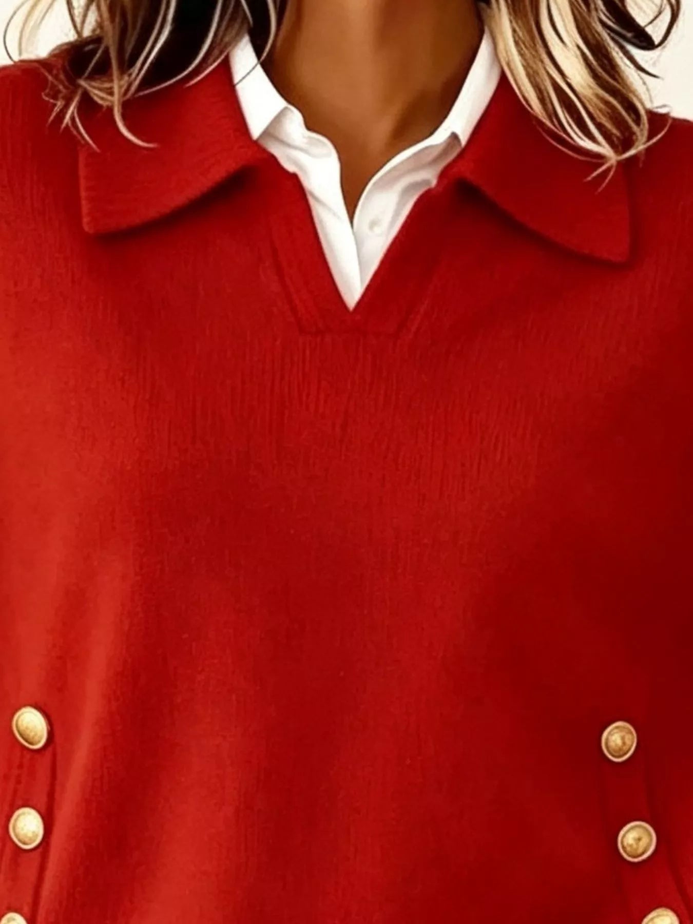 Chic Collared Decor-Button Sweater