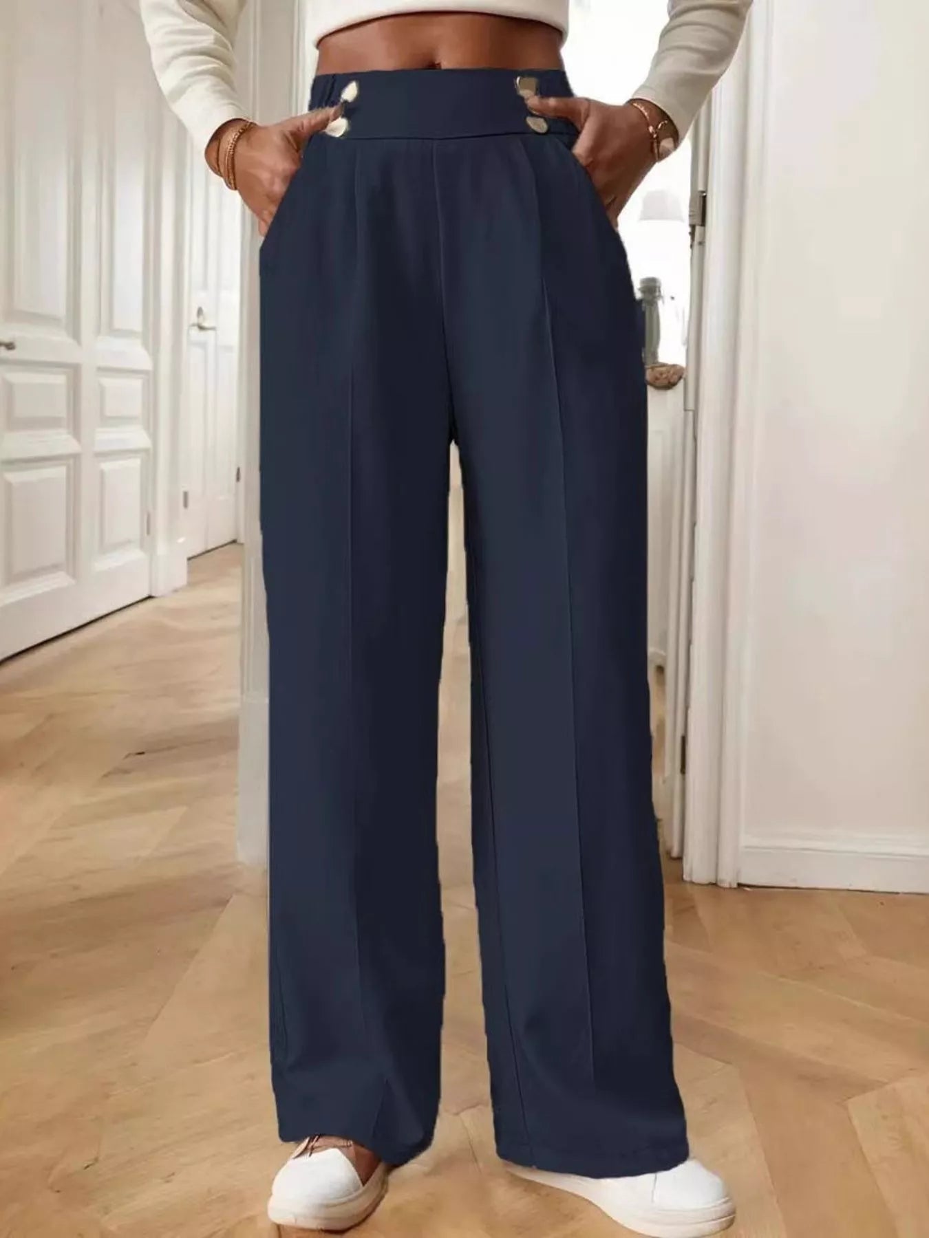 Full Size High-Waisted Wide-Leg Pants Plus Size