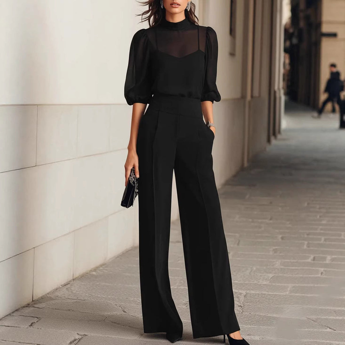 Women's Printed Short-Sleeve Wide-Leg Pants 3-Piece Set