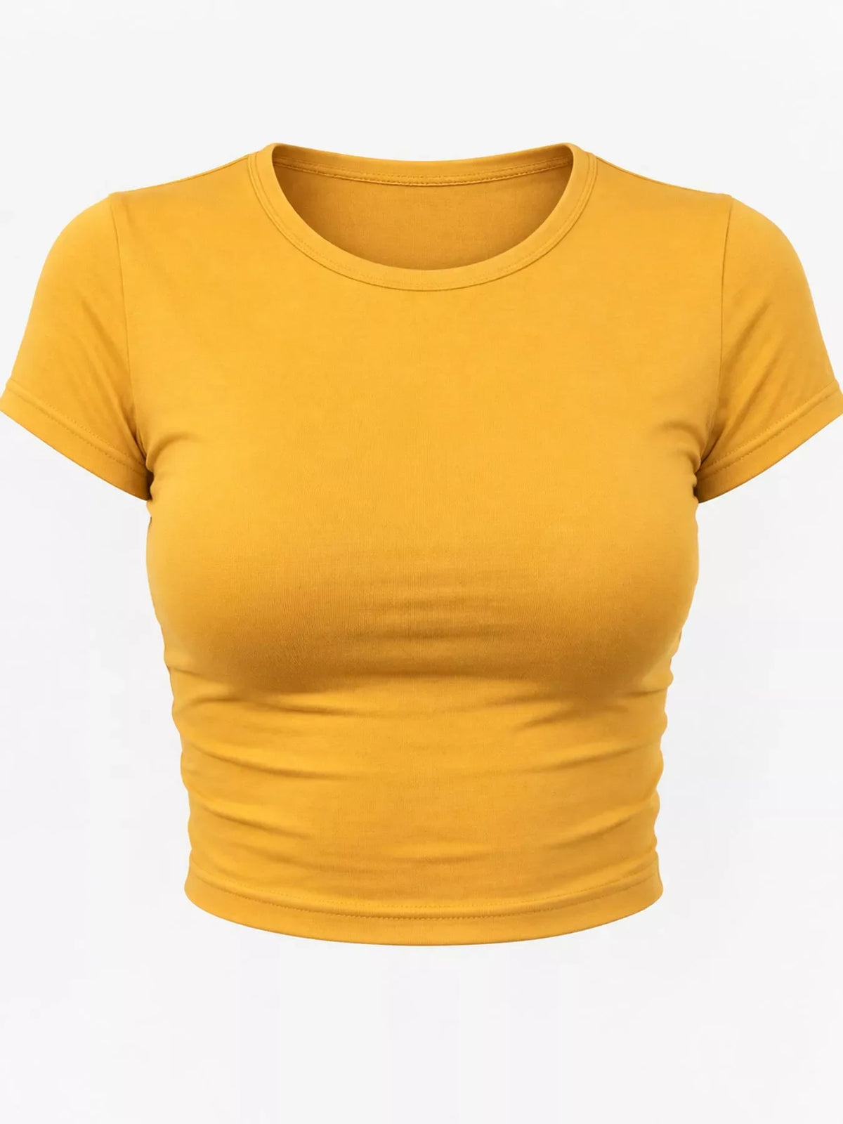 Slim Fit Basic Crew Neck Short Sleeve Crop T-Shirt