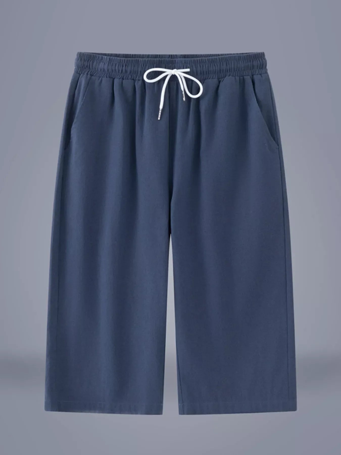 Men's Plus Size Casual Cropped Drawstring Pants