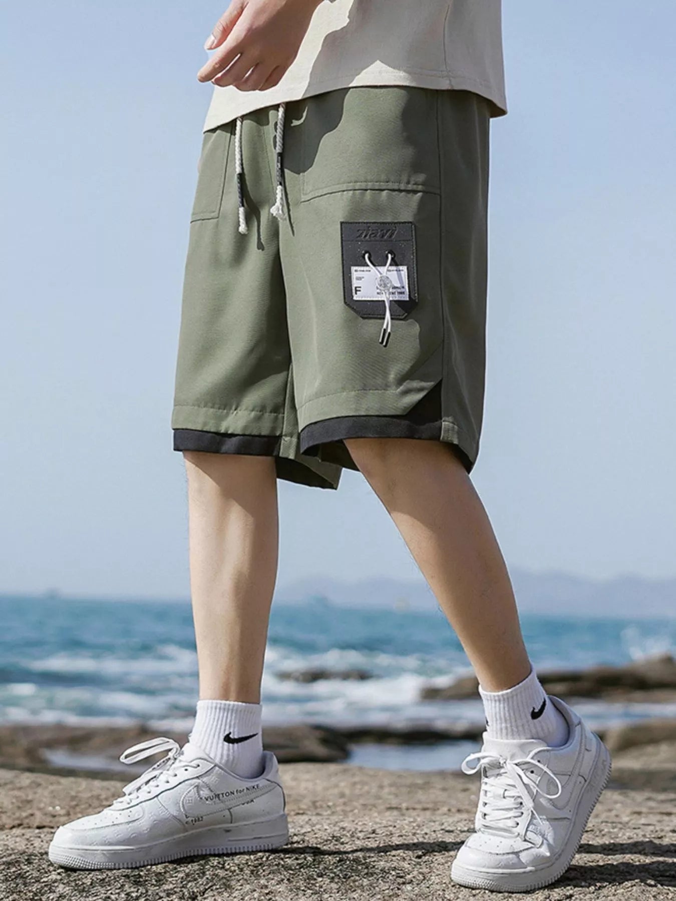 Men's Plus Size Drawstring Casual Cargo Shorts