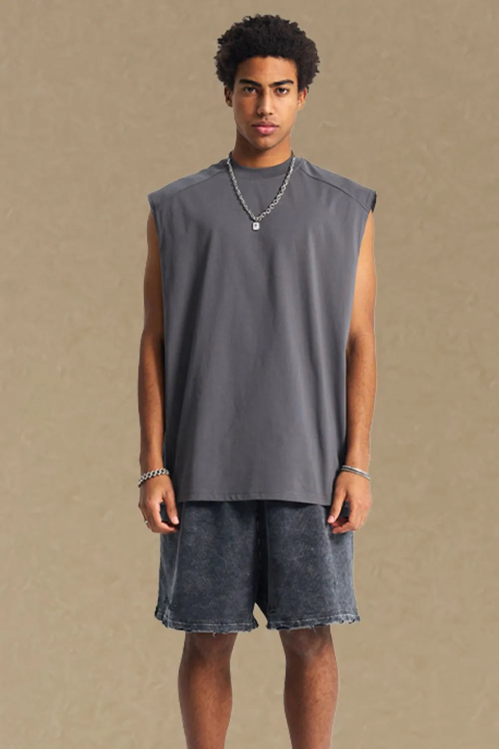 Men's Solid Color Round Neck Tank