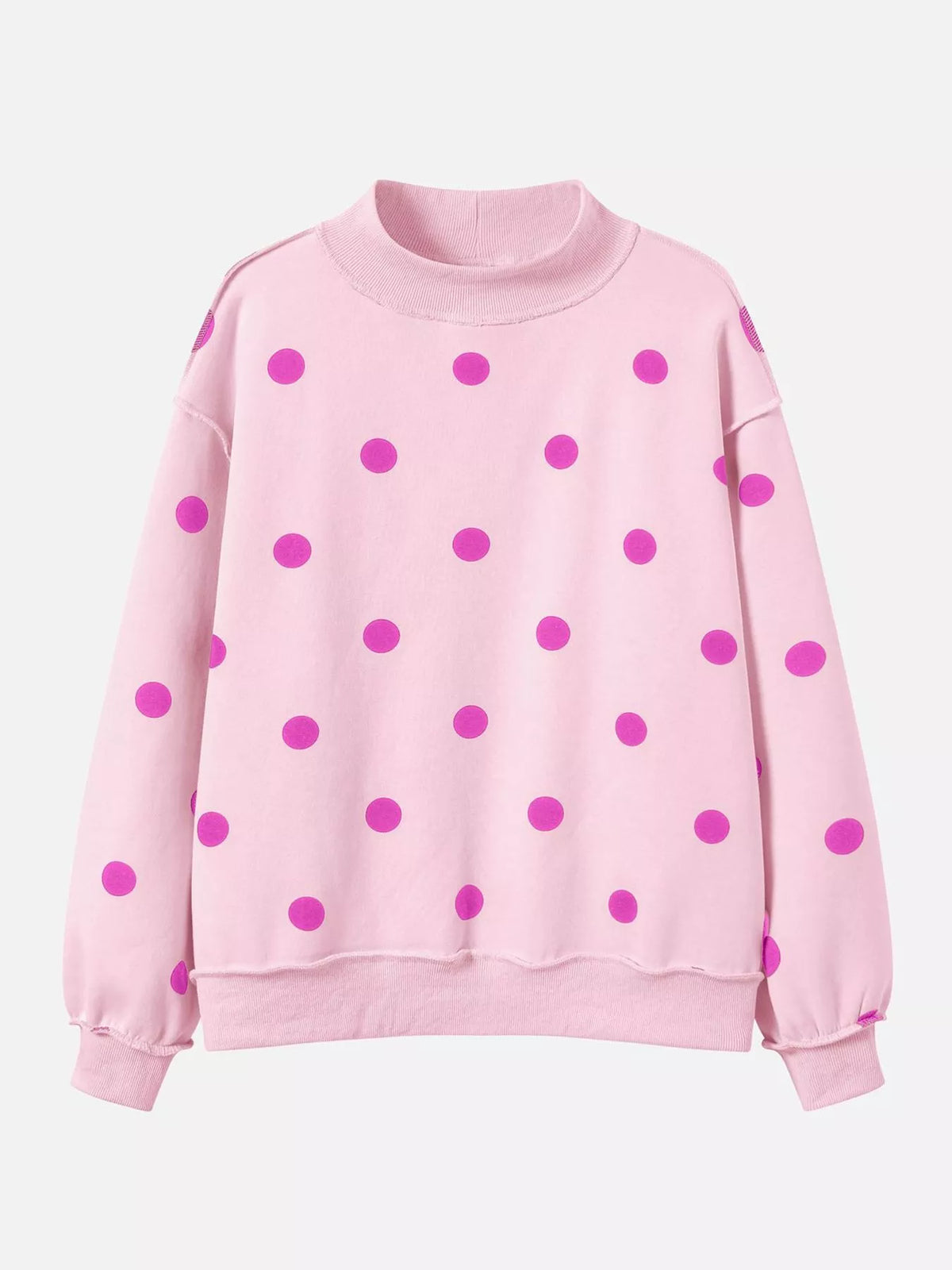 Polka Dot Mock Neck Oversized Sweatshirt