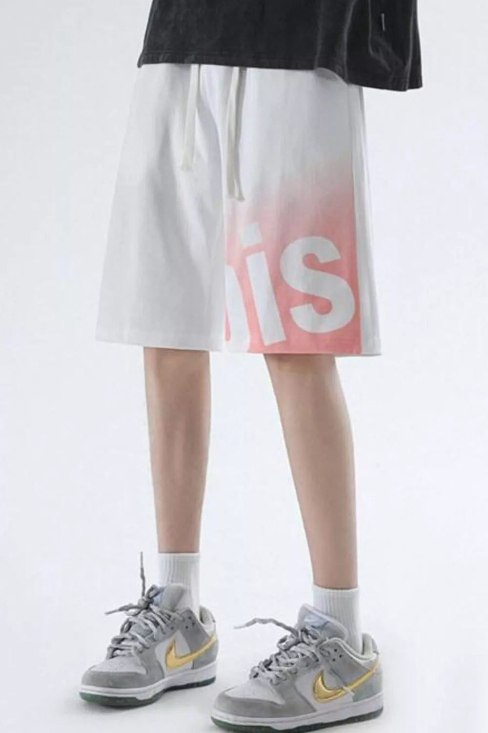 Men's Plus Size Casual Drawstring Gradient Letter Shorts