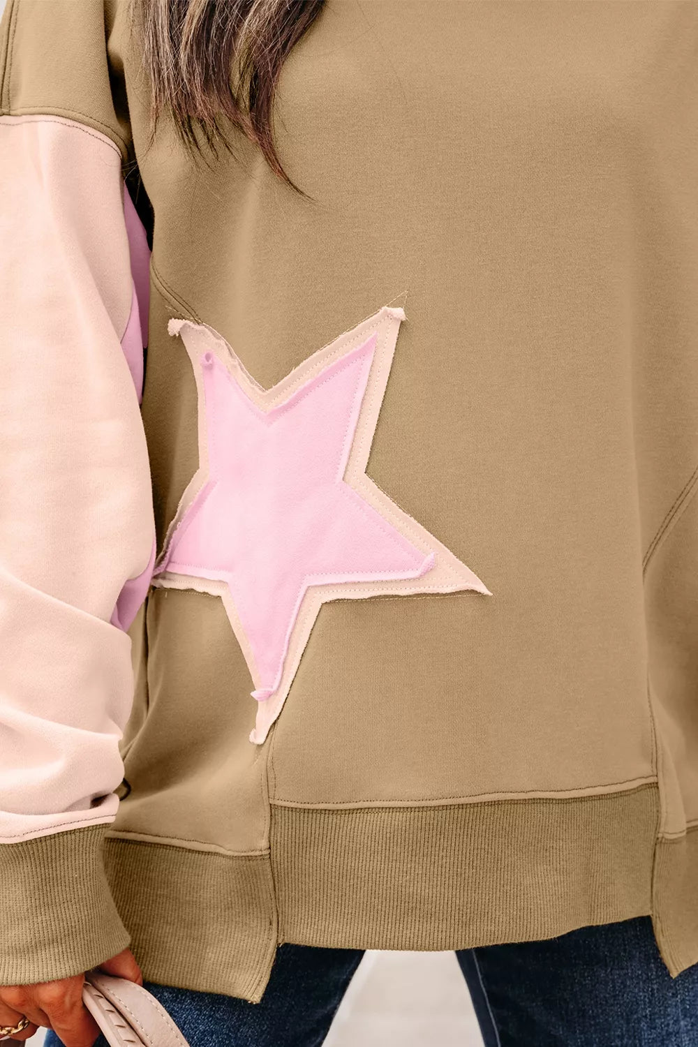 Star Patch Crew Neck Sweatshirt