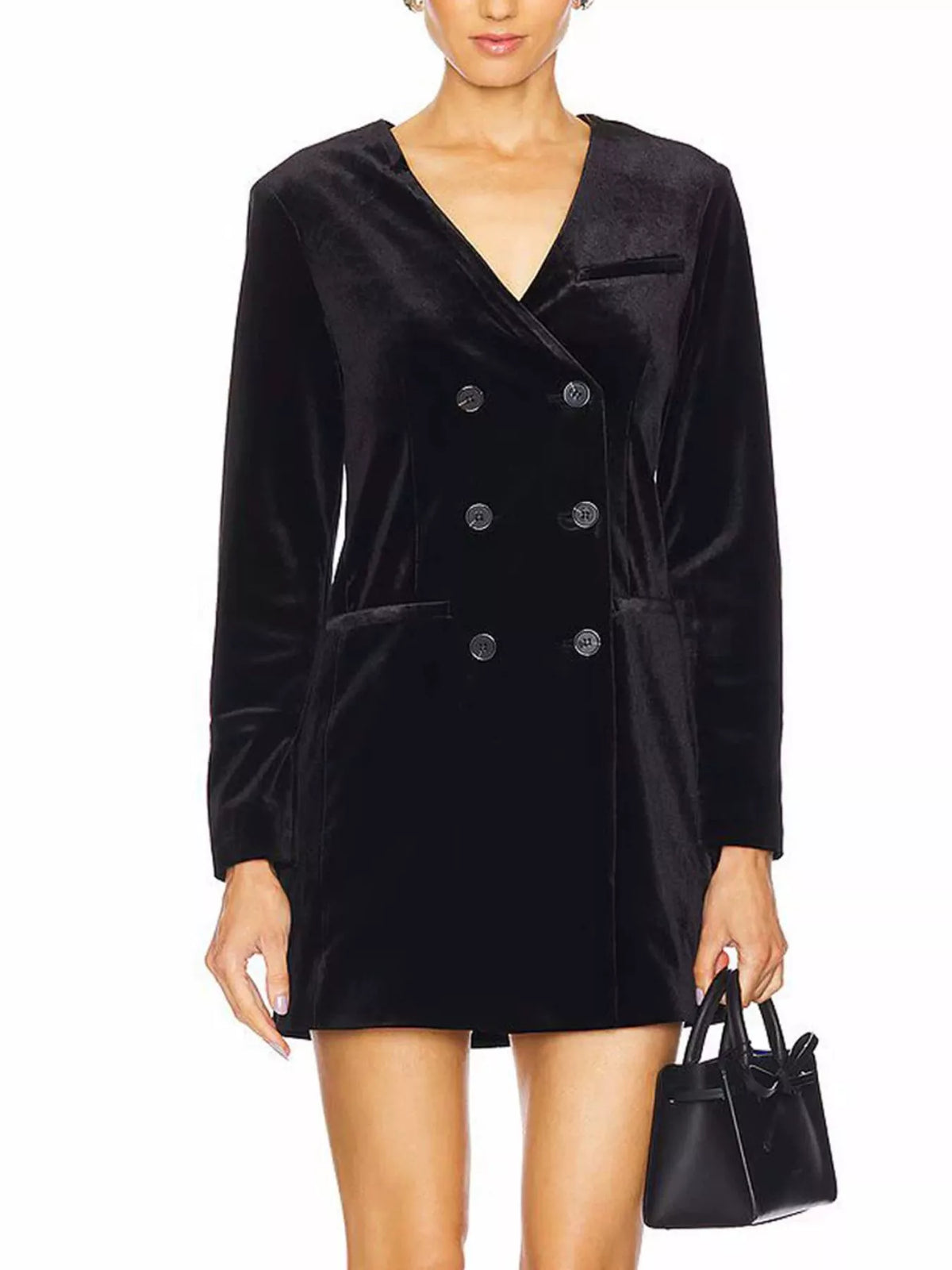 Velvet Double-Breasted Blazer Dress