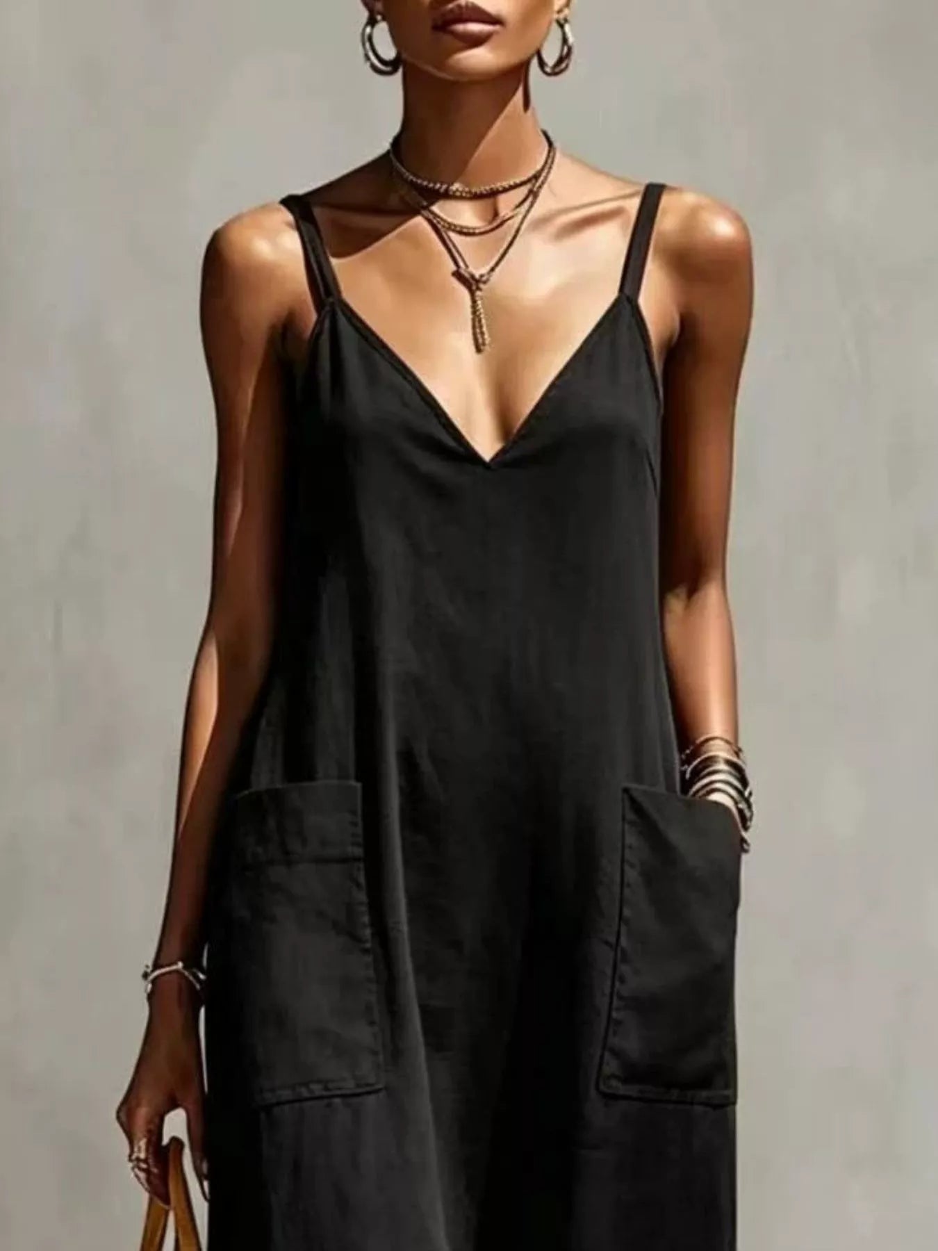 Full Size Fringe V-Neck Spaghetti Strap Dress Plus Size