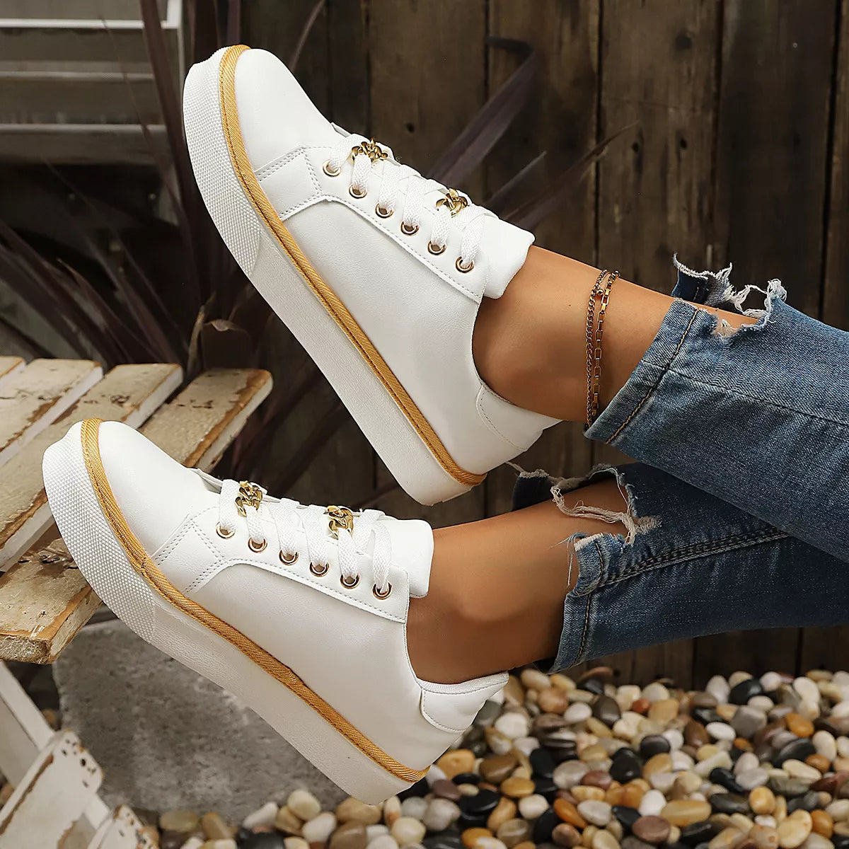 Round Toe Platform Sneakers