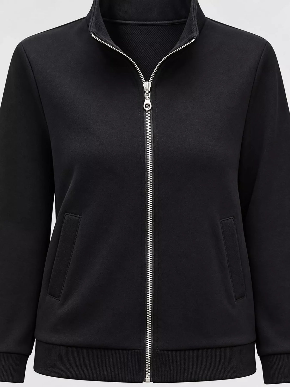 Full Size Stand-Collar Zip-Up Sweatshirt Plus Size