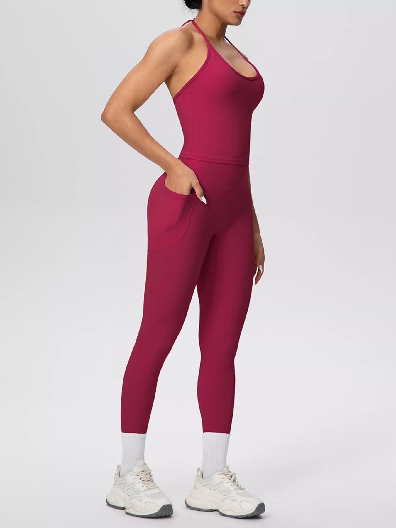 Halter Neck Cami and High-Waisted Leggings Active Set