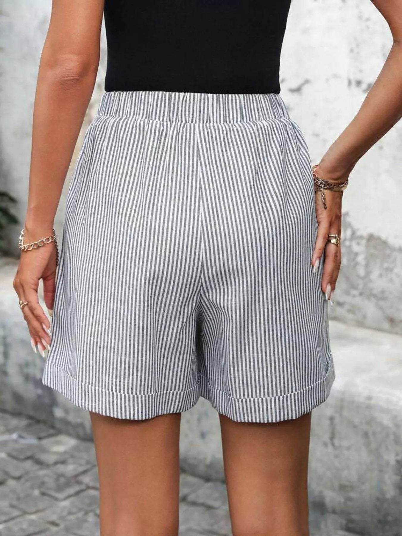 Striped Drawstring Waist Shorts