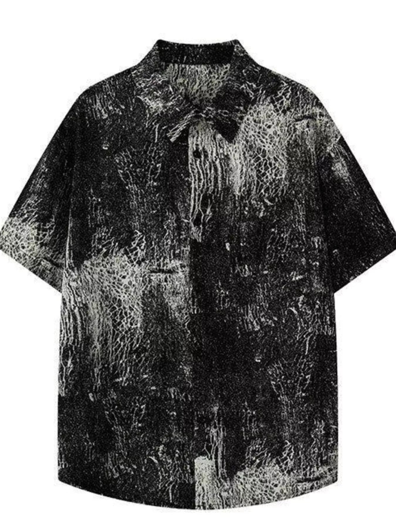 Men's Plus Size Printed Button Up Short Sleeve Shirt