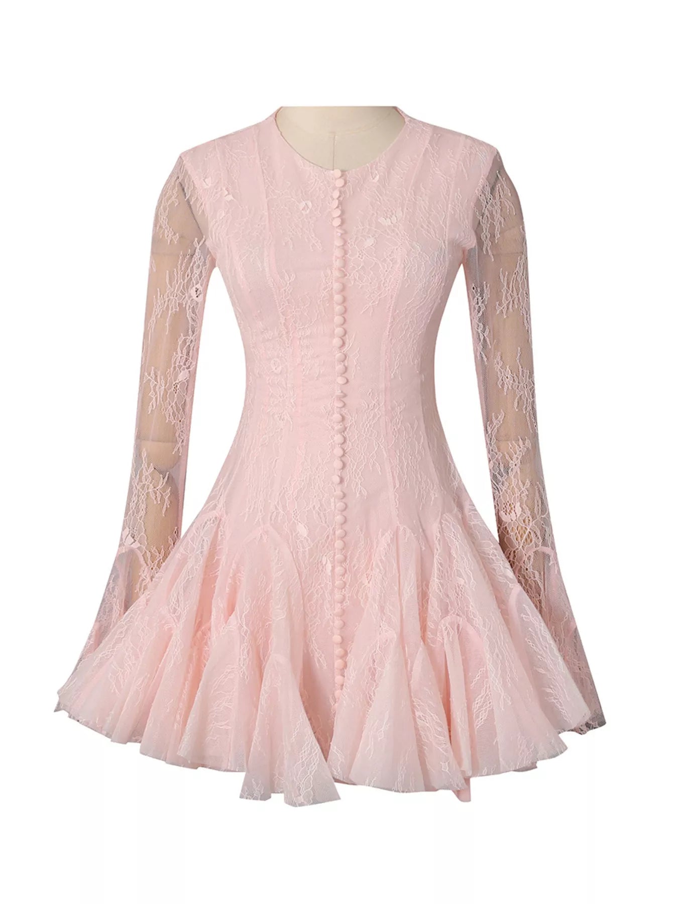 Lace Flare Sleeve Mini Dress