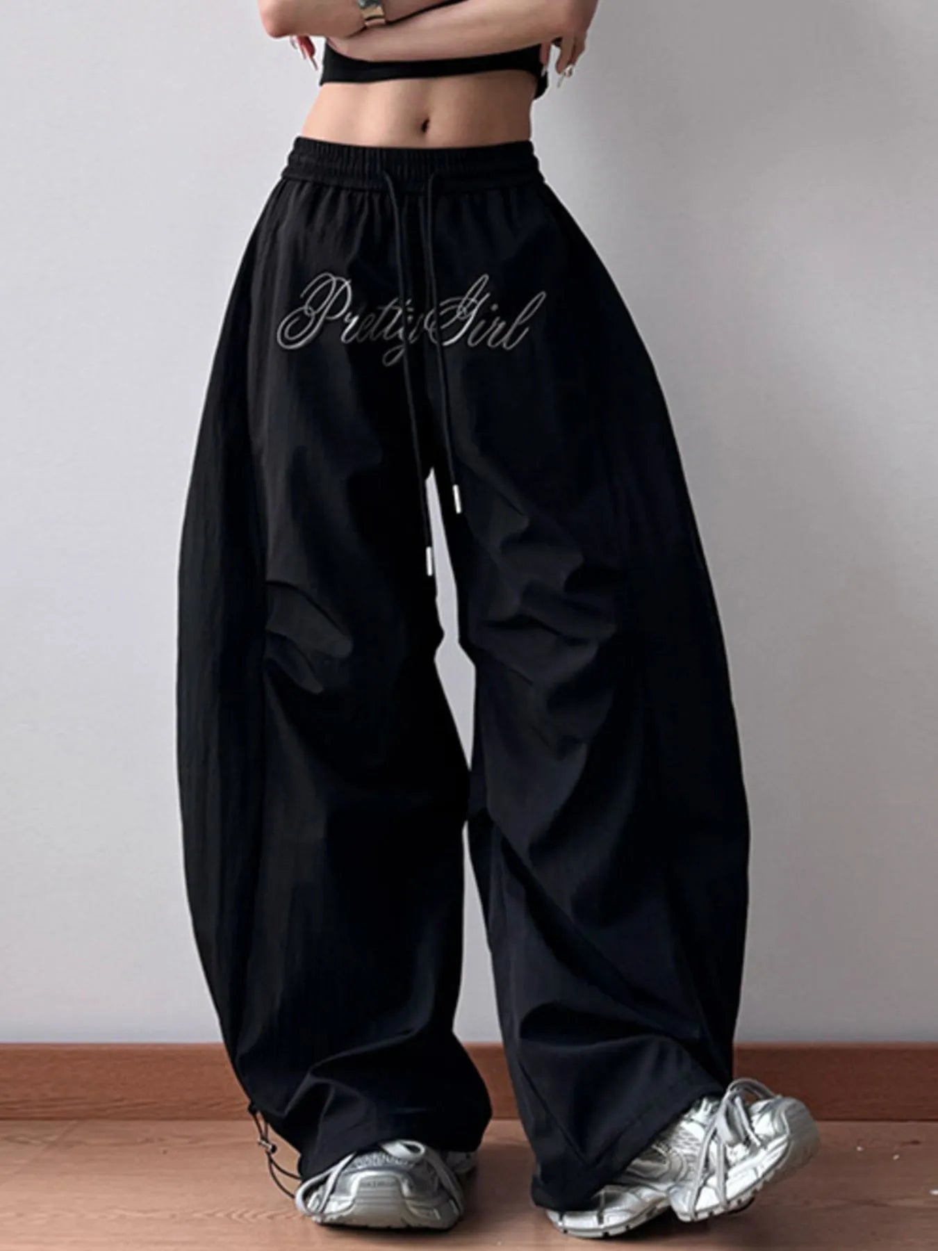 Drawstring Oversized Wide Leg Casual Pants