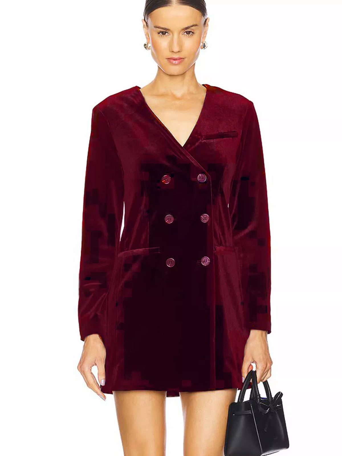 Velvet Double-Breasted Blazer Dress