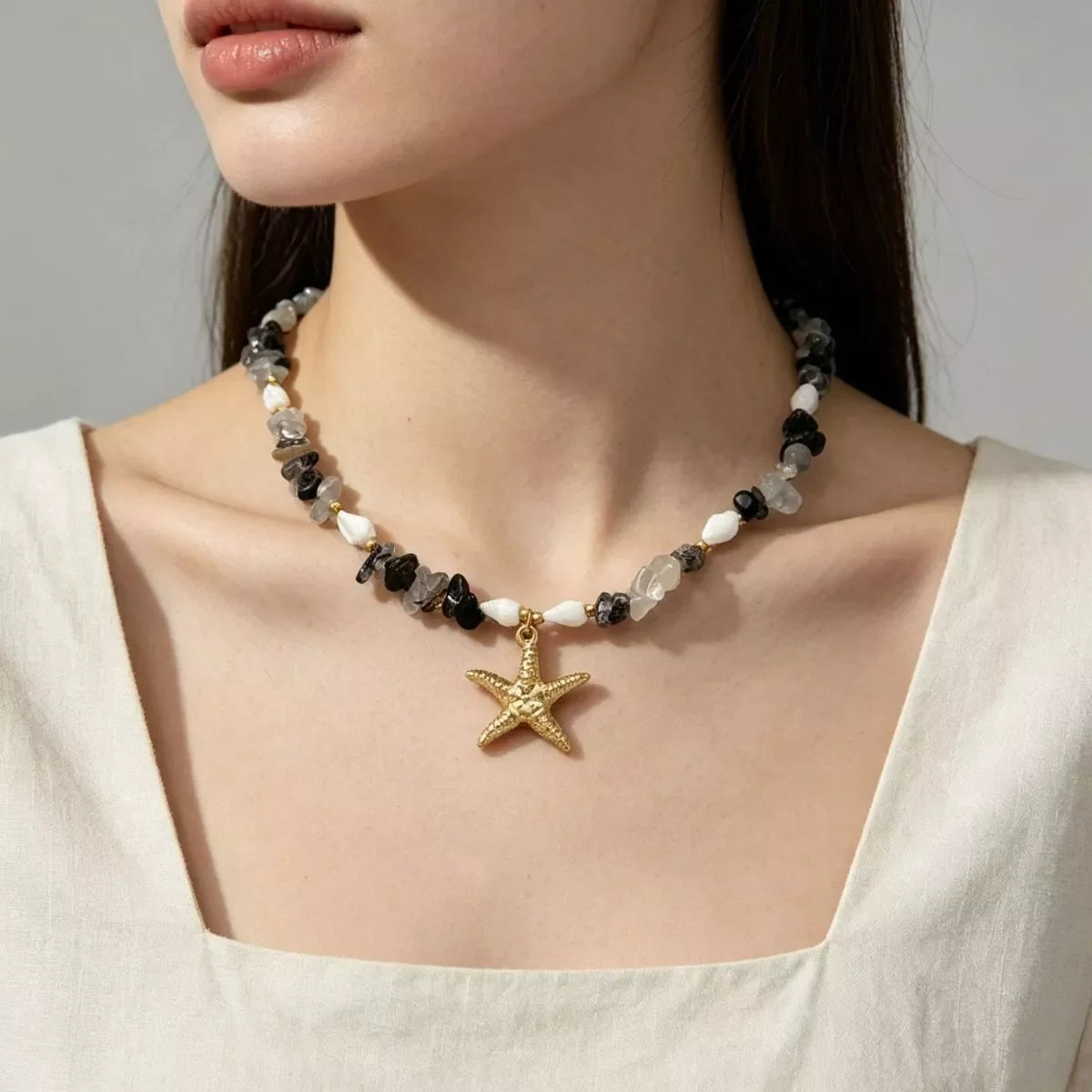 Bohemian Starfish Pendant Collarbone Necklace