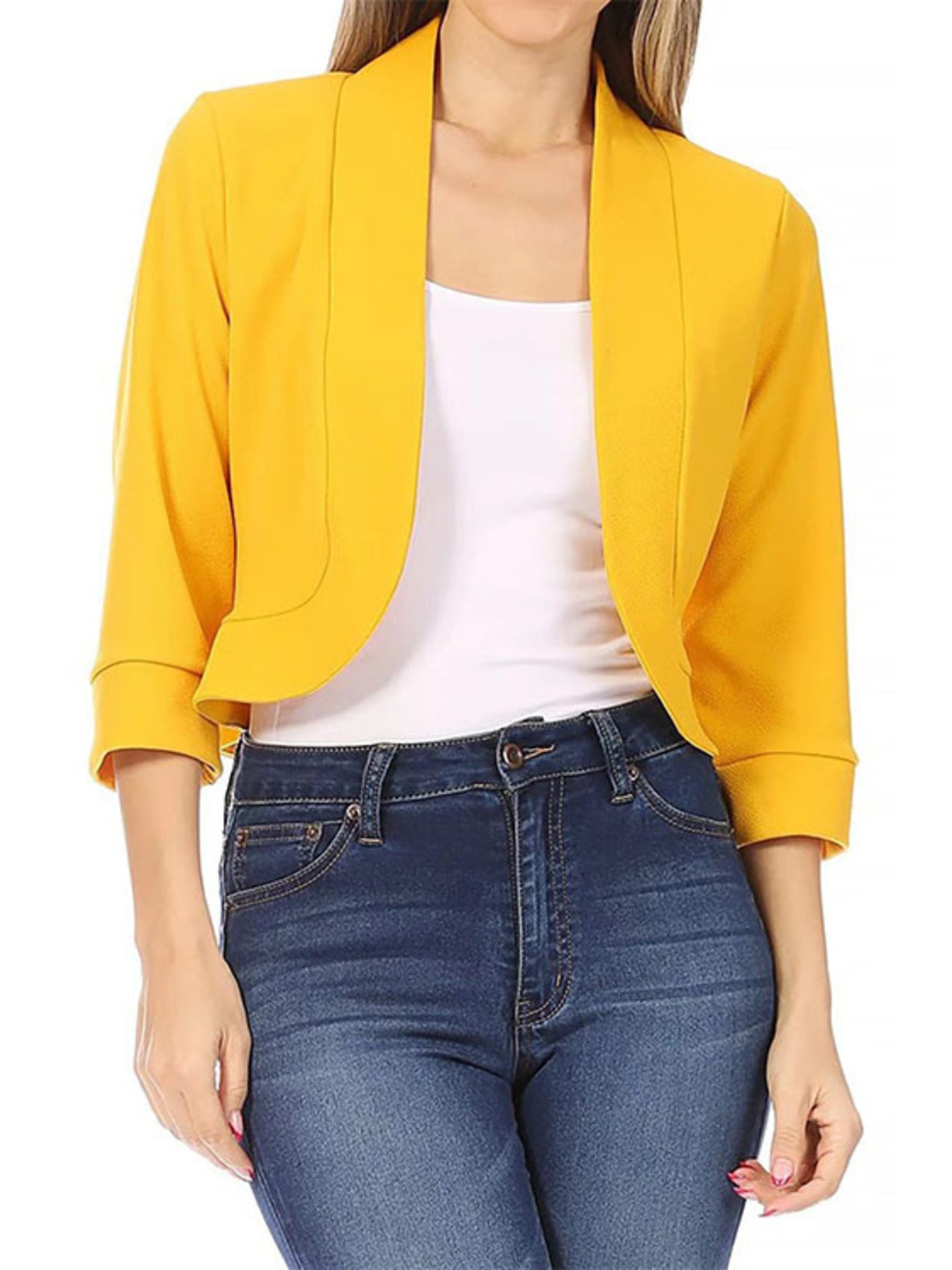 Full Size Cropped Open Front Blazer Plus Size