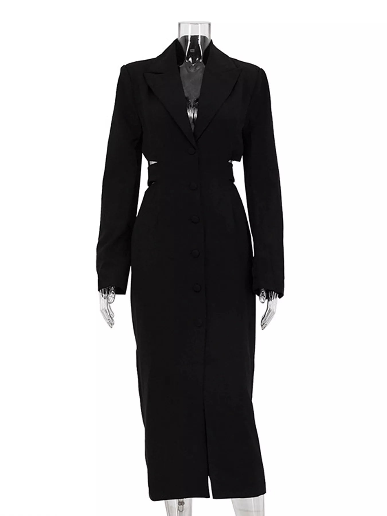 Button-Down Blazer Dress with Cut-out Waist