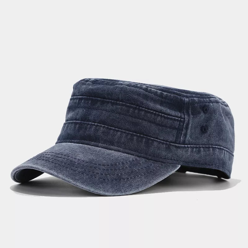 Vintage Washed Cotton Military Cadet Hat