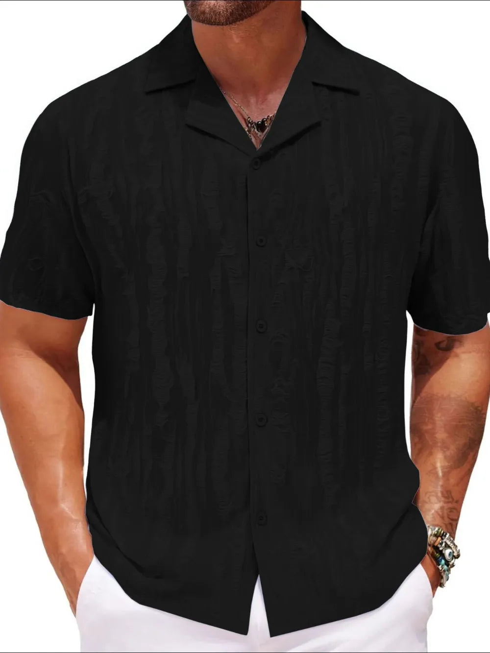 Men's Plus Size Collared Neck Short Sleeve Shirt
