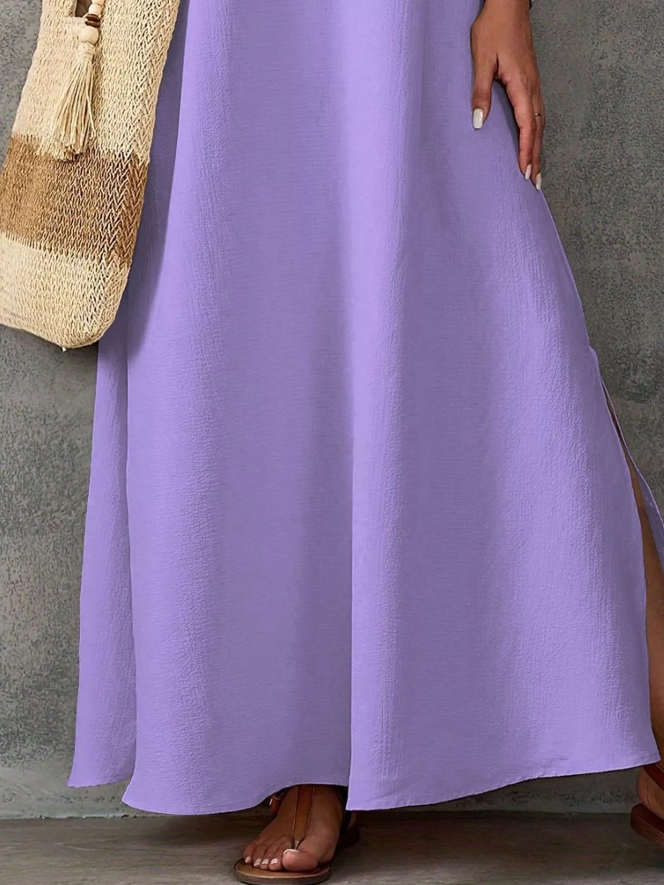 Sleeveless V-Neck Side-Slit Maxi Dress